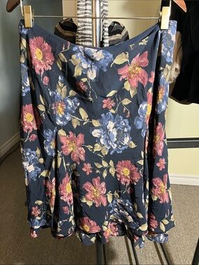 Women's Navy Floral Chaps skirt with Pink & Blue Blooms